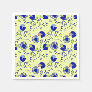 Patrón boho floral スタンダードカクテルナプキン