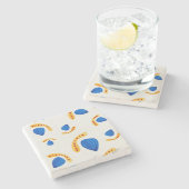 Patrón boho  pintado a mano amarillo y azul ストーンコースター (横)