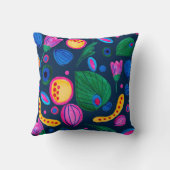 Patrón boho pintado a mano azul navy クッション (裏面)