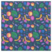 Patrón boho pintado a mano azul navy ファブリック (見本)