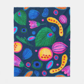 Patrón boho pintado a mano azul navy フリースブランケット (正面)