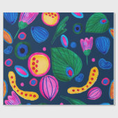 Patrón boho pintado a mano azul navy ラッピングペーパー (フラット)