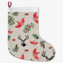 Patrón botánico de Navidad ラージクリスマスストッキング