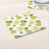 Patrón combinado de peras abiertas y enteras スクエアペーパーコースター (アングル)