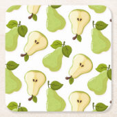 Patrón combinado de peras abiertas y enteras スクエアペーパーコースター (正面)