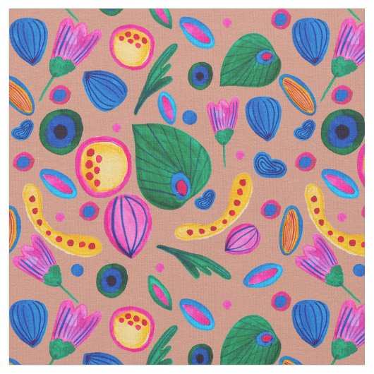 Patrón cozy boho terracota  ファブリック (クローズアップ)