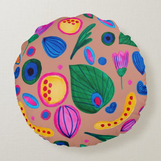 Patrón cozy boho terracota  ラウンドクッション (裏面)