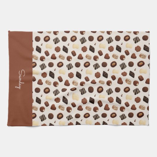 Patrón de caramelos de chocolate キッチンタオル (横)