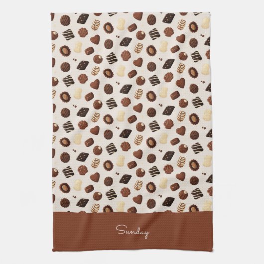 Patrón de caramelos de chocolate キッチンタオル (縦)