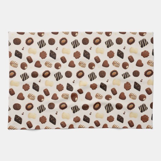 Patrón de caramelos de chocolate キッチンタオル (横)