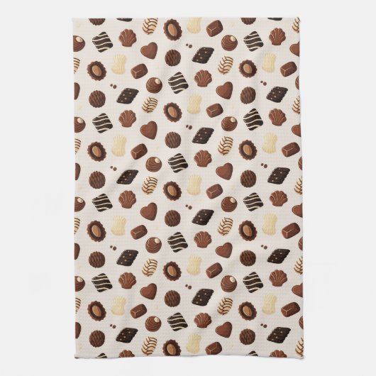 Patrón de caramelos de chocolate キッチンタオル (縦)