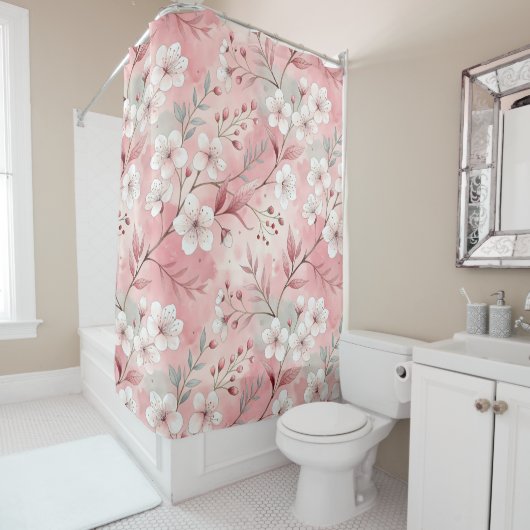 Patrón de flor sakura rosado シャワーカーテン (インサイチュ)