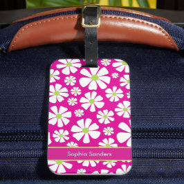 Patron de Flores Blancas Primaveral ラゲッジタグ