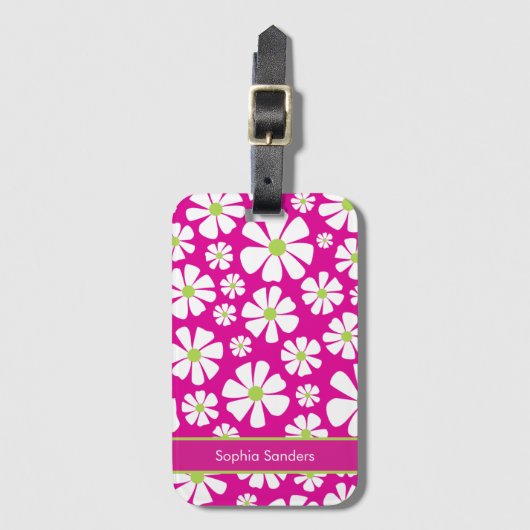 Patron de Flores Blancas Primaveral ラゲッジタグ (正面縦)