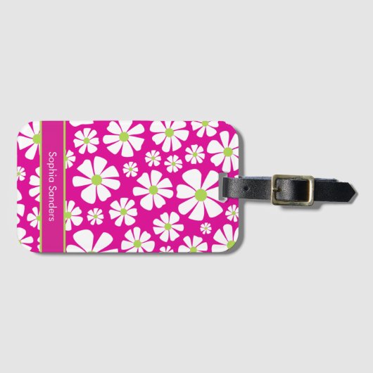 Patron de Flores Blancas Primaveral ラゲッジタグ (正面横)