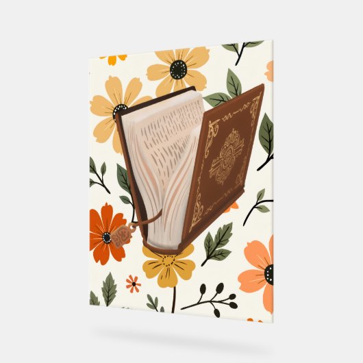 patron de flores y libros groovy アクリルサイン (傾斜)