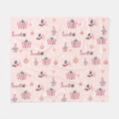 Patrón de Regalos Navideños en Rosa y Verde Pastel フリースブランケット (正面(横))