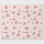 Patrón de Regalos Navideños en Rosa y Verde Pastel ラッピングペーパー (フラット)