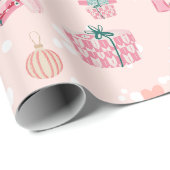 Patrón de Regalos Navideños en Rosa y Verde Pastel ラッピングペーパー (ロールコーナー)