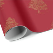 Patrón de venados dorados en rojo Navidad ラッピングペーパー (ロールコーナー)