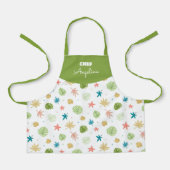 Patrón de verano con estrellas y hojas tropicales エプロン (正面)