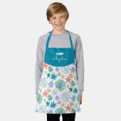 Patrón de verano con hojas tropicales エプロン (着用した状態)