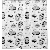 Patrón divertido de gatos en blanco y negro シャワーカーテン (正面)