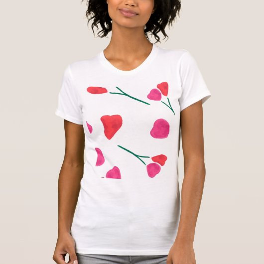 Patrón flores rosa y naranja en acuarela tシャツ (正面)