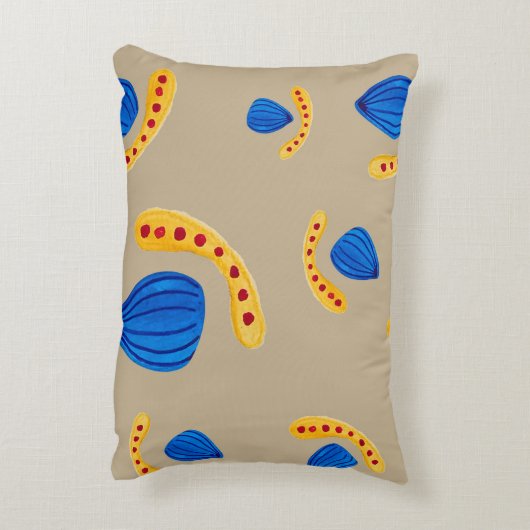 Patrón pintado a mano boho tono tierra アクセントクッション (裏面(縦))