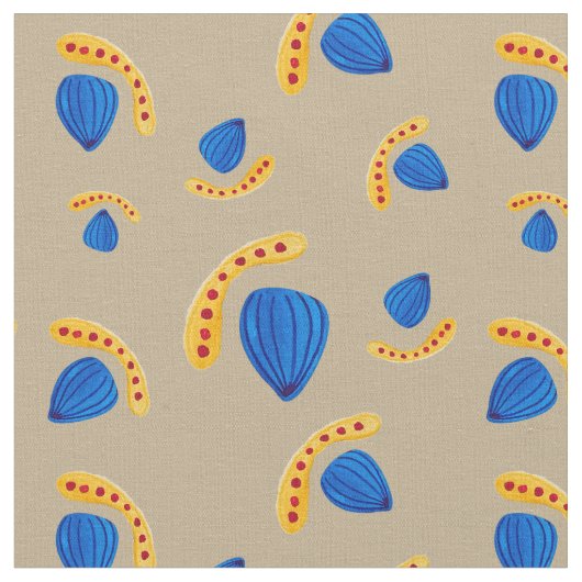 Patrón pintado a mano boho tono tierra ファブリック (クローズアップ)