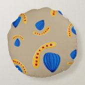 Patrón pintado a mano boho tono tierra ラウンドクッション (裏面)