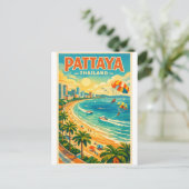 Pattaya, Thailand, in a vibrant retro ポストカード (スタンド正面)