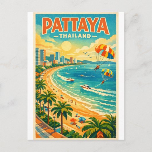 Pattaya, Thailand, in a vibrant retro ポストカード (正面)