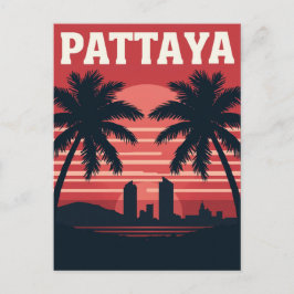 Pattaya Thailand Sunset Palm Trees ポストカード