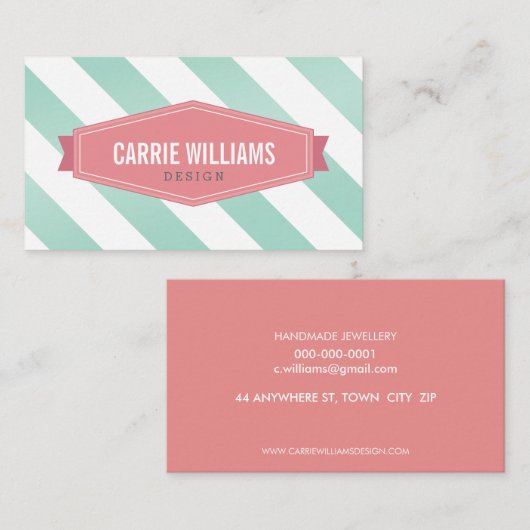 PATTERNコーモダンルストライプのレトロロゴミント 名刺 (正面/裏面)