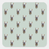 pattern_2_フランスのbulldog_2 スクエアシール (正面)