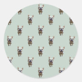 pattern_2_フランスのbulldog_2 ラウンドシール (正面)