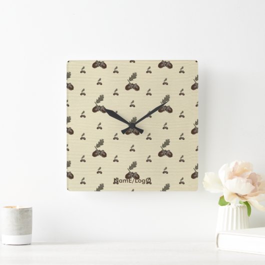 pattern_4_acorn_2 スクエア壁時計 (ホーム)