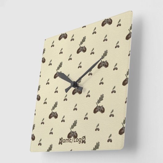 pattern_4_acorn_2 スクエア壁時計 (傾斜)