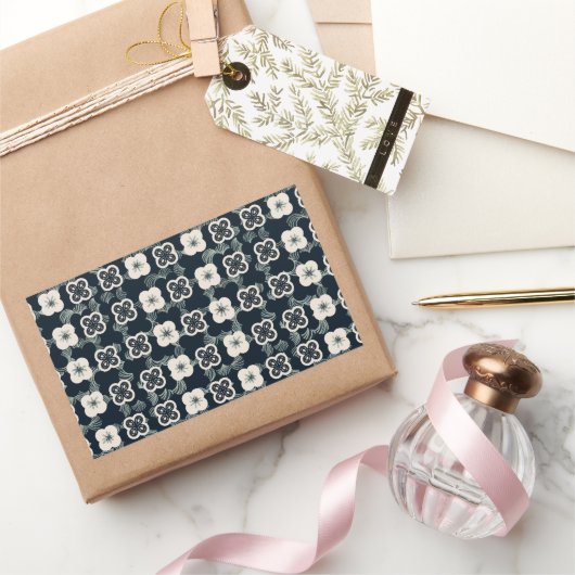 pattern_5_flower_1 長方形シール (ギフト)