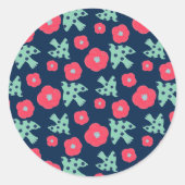 pattern_7_camelliaおよびbird_1 ラウンドシール (正面)