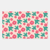 pattern_8_camelliaおよびbird_2 長方形シール (正面)