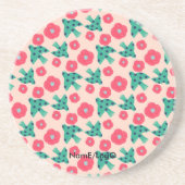 pattern_8_camellia and bird_2 sandstone コースター (正面)