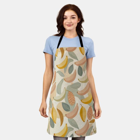 Pattern Abstract Boho Bananas エプロン (着用した状態)