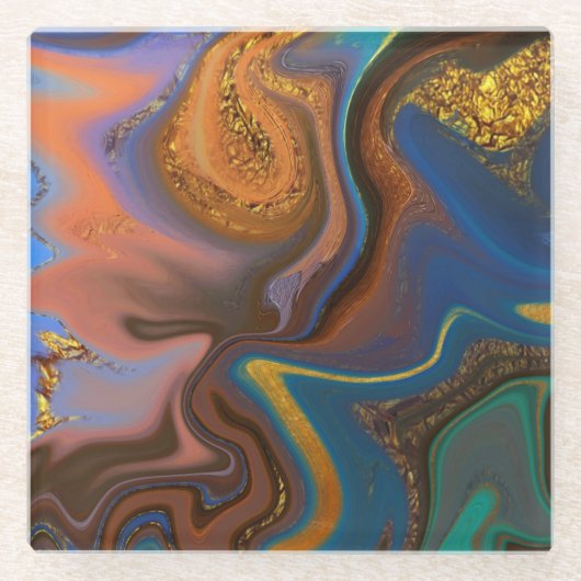 pattern abstract marbled ガラスコースター (正面)