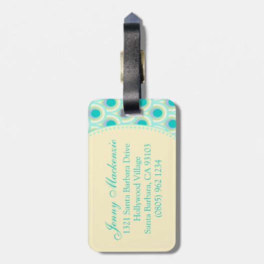 Pattern aqua mint green名のラゲッジタグ ラゲッジタグ (裏面縦)