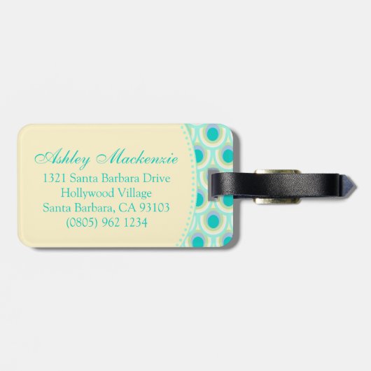 Pattern aqua mint green名のラゲッジタグ ラゲッジタグ (裏面横)