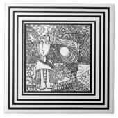 Pattern black and white タイル (正面)