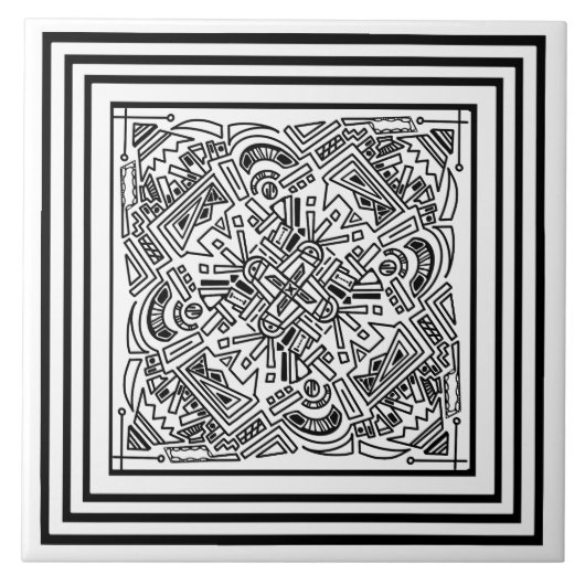 Pattern black and white タイル (正面)