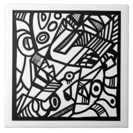 Pattern black and white タイル